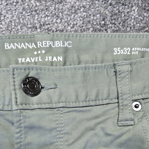 Banana Republic Travel Jean Green Soft Sage Athletic Fit 35x32 Classic Preppy - Picture 6 of 8